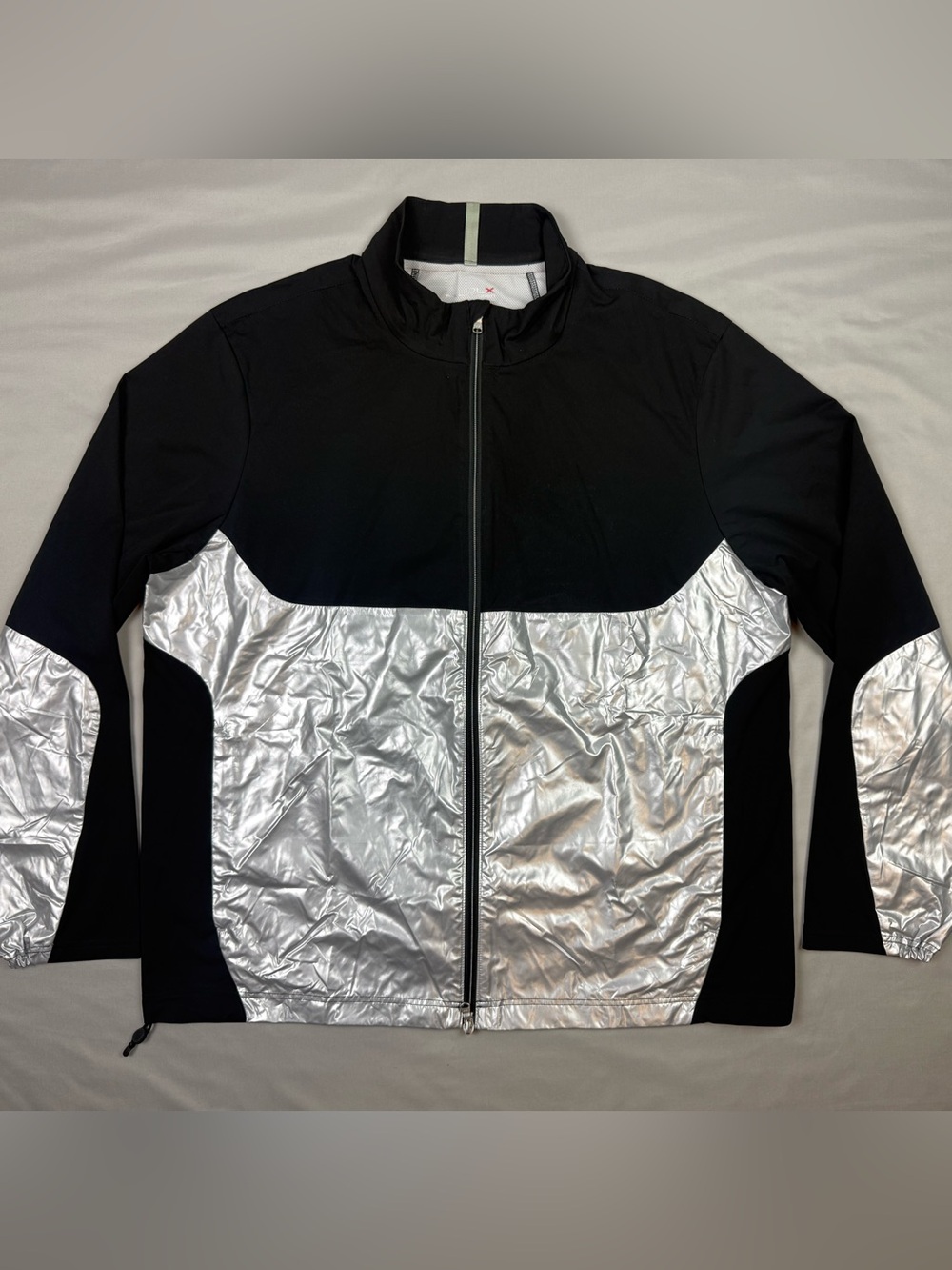 RLX Ralph Lauren Mens Biltmore Windbreaker Jacket XL Silver/Black Full Zip A4